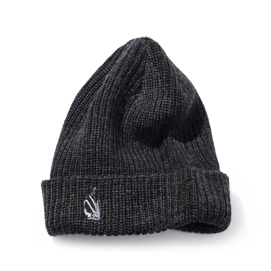 Nautica Japan Knitted Beanie With Spinnaker Embroidery Charcoal