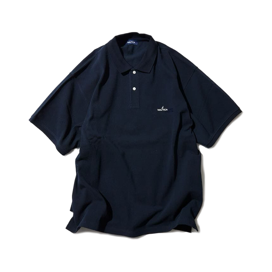 Nautica Japan Short Sleeve Polo Shirt Solid Navy