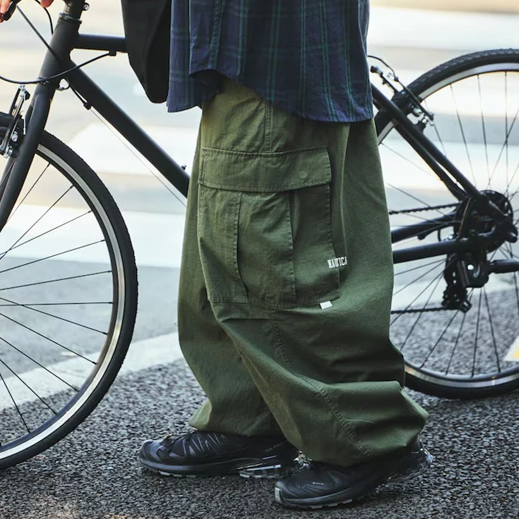 Nautica Japan Super Wide Curve Cargo Pants Olive