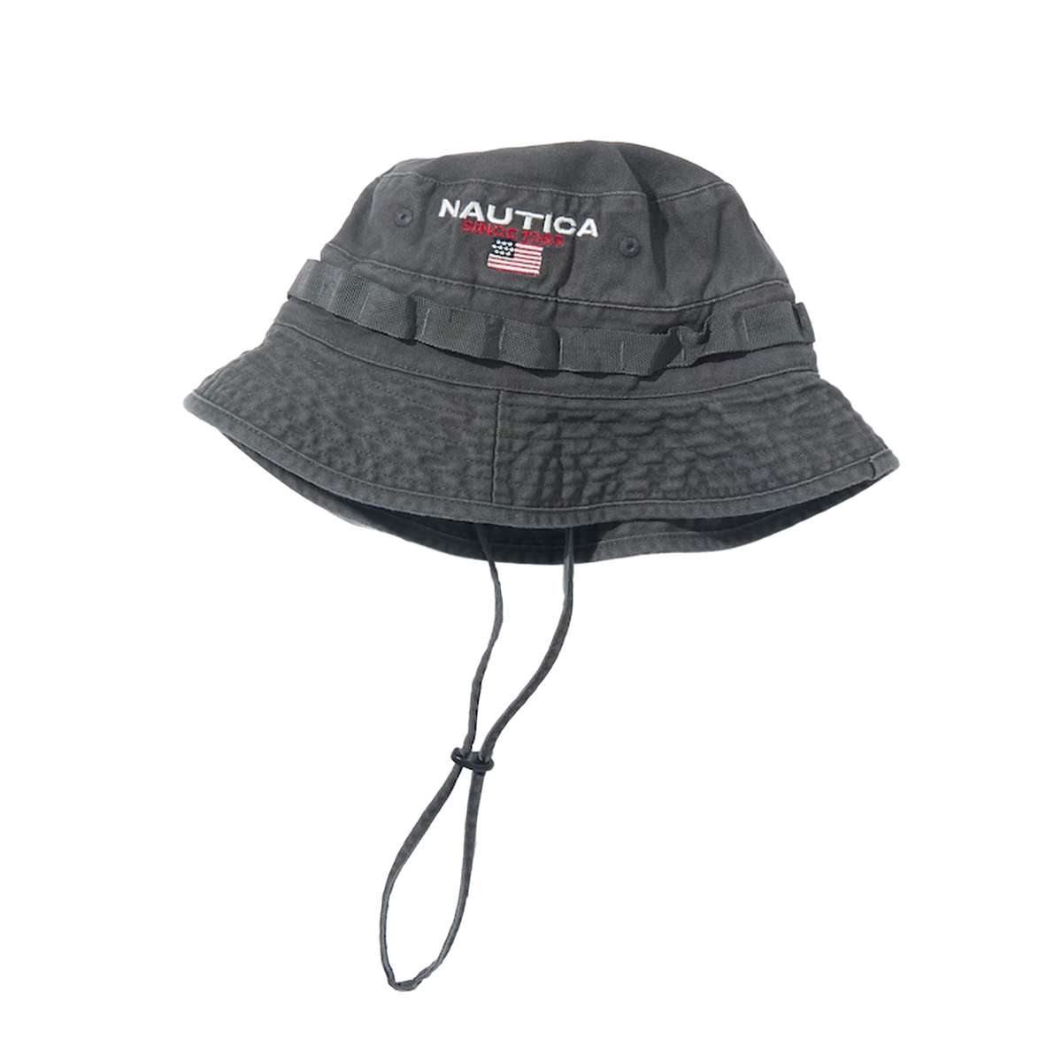 Nautica Japan USA Flag Logo Canvas Boonie Hat Charcoal