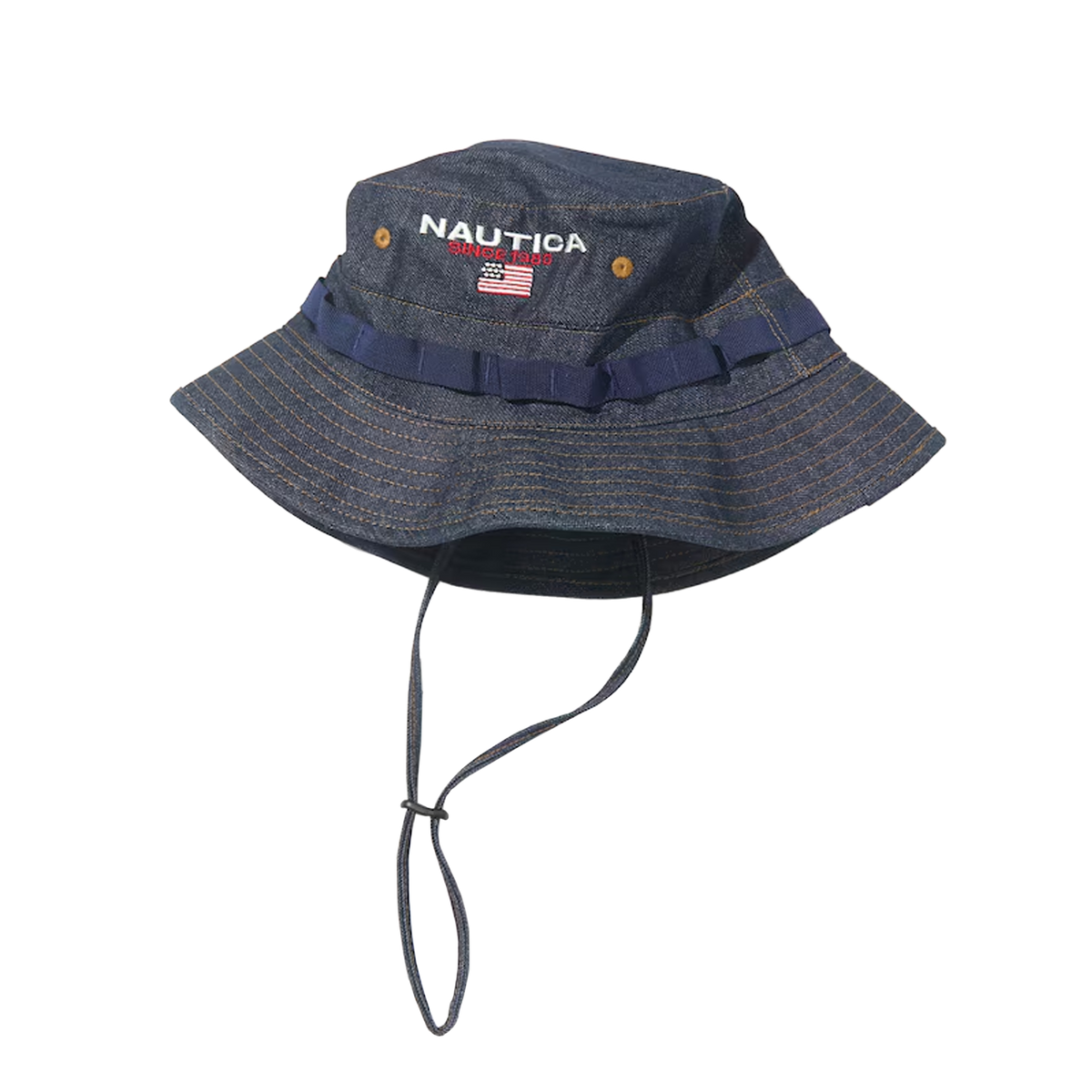 Nautica Japan USA Flag Logo Canvas Boonie Hat Indigo