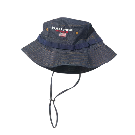 Nautica Japan USA Flag Logo Canvas Boonie Hat Indigo