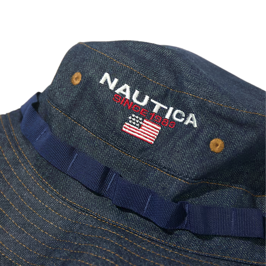 Nautica Japan USA Flag Logo Canvas Boonie Hat Indigo