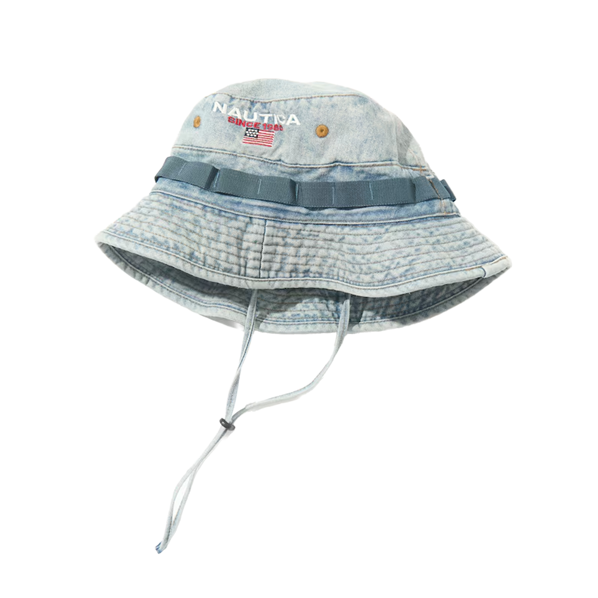 Nautica Japan USA Flag Logo Canvas Boonie Hat Washed Indigo