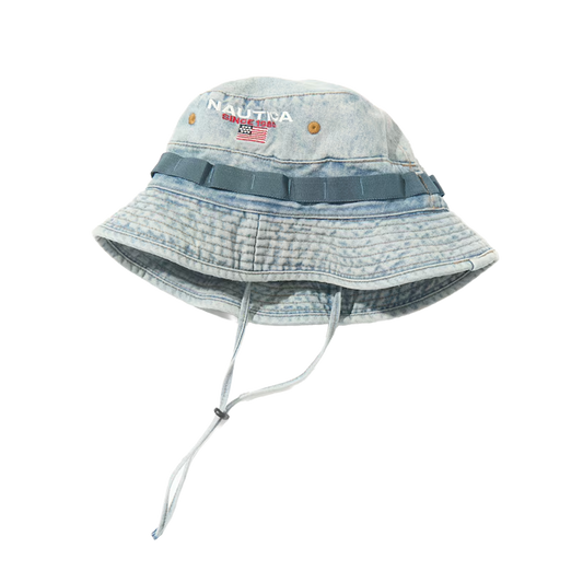 Nautica Japan USA Flag Logo Canvas Boonie Hat Washed Indigo