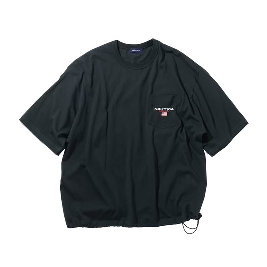 Nautica Japan USA Flag Logo Pocket T-Shirt Black