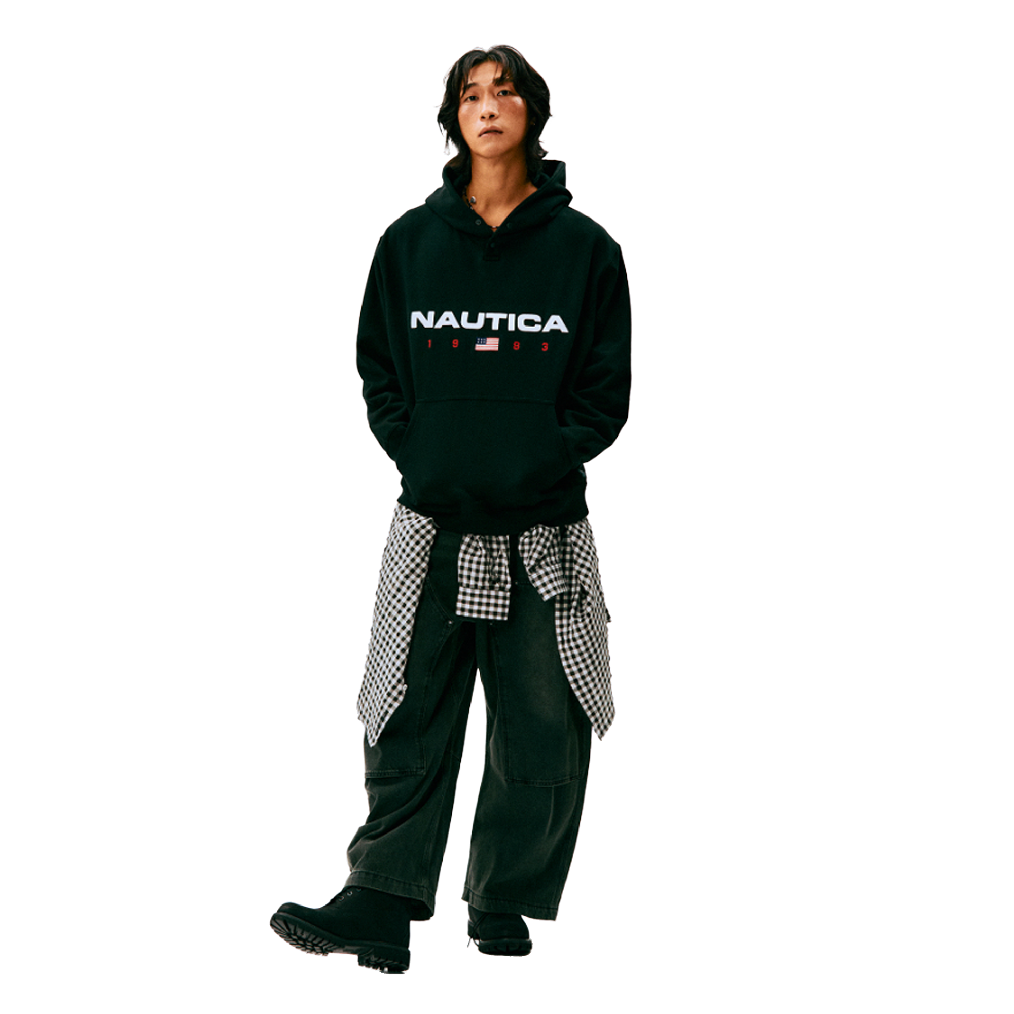 Nautica Korea 83Flag Hoodie Black