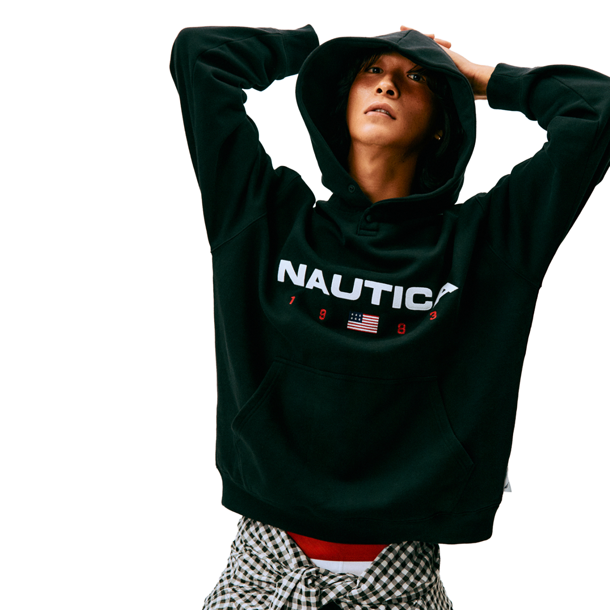 Nautica Korea 83Flag Hoodie Black