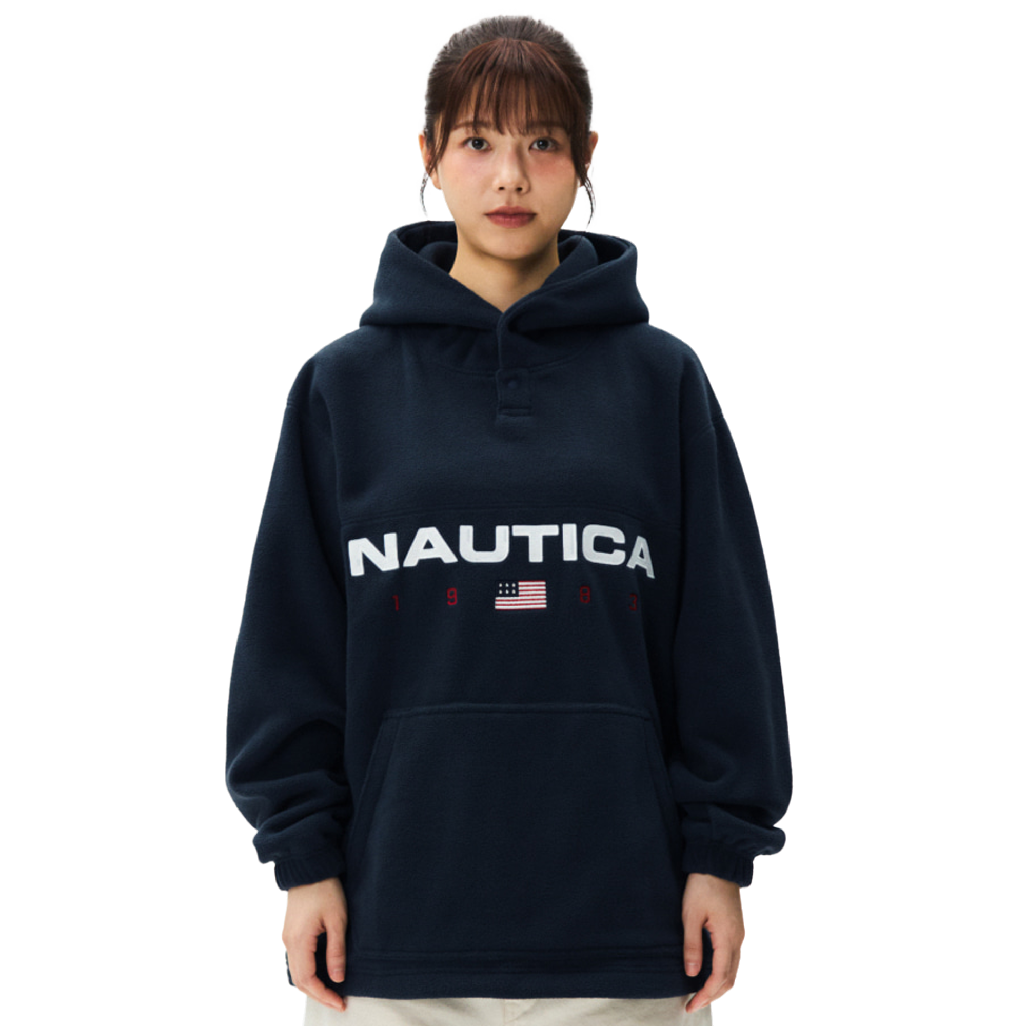 Nautica Korea 83Flag Polar Hoodie Navy