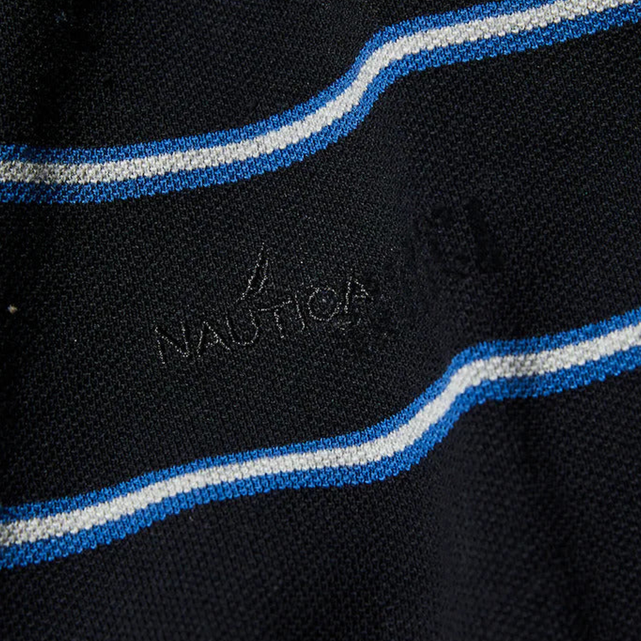 Nautica Japan Short Sleeve Polo Shirt Stripe Black