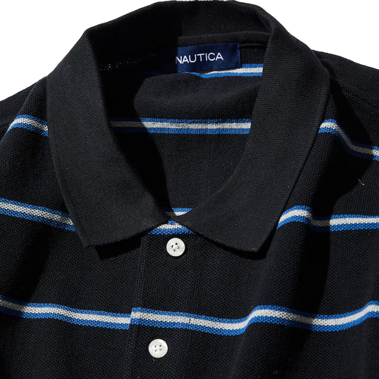 Nautica Japan Short Sleeve Polo Shirt Stripe Black