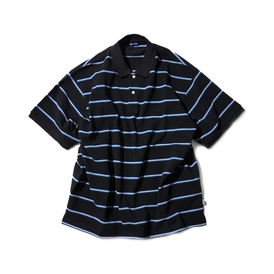 Nautica Japan Short Sleeve Polo Shirt Stripe Black