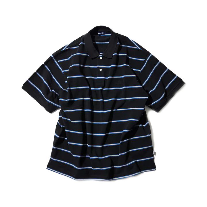 Nautica Japan Short Sleeve Polo Shirt Stripe Black