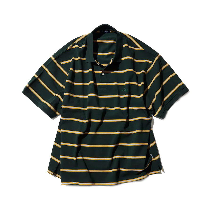 Nautica Japan Short Sleeve Polo Shirt Stripe Green