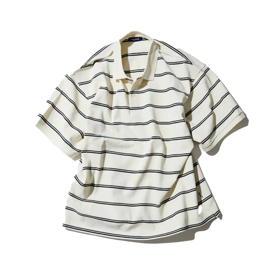 Nautica Japan Short Sleeve Polo Shirt Stripe White