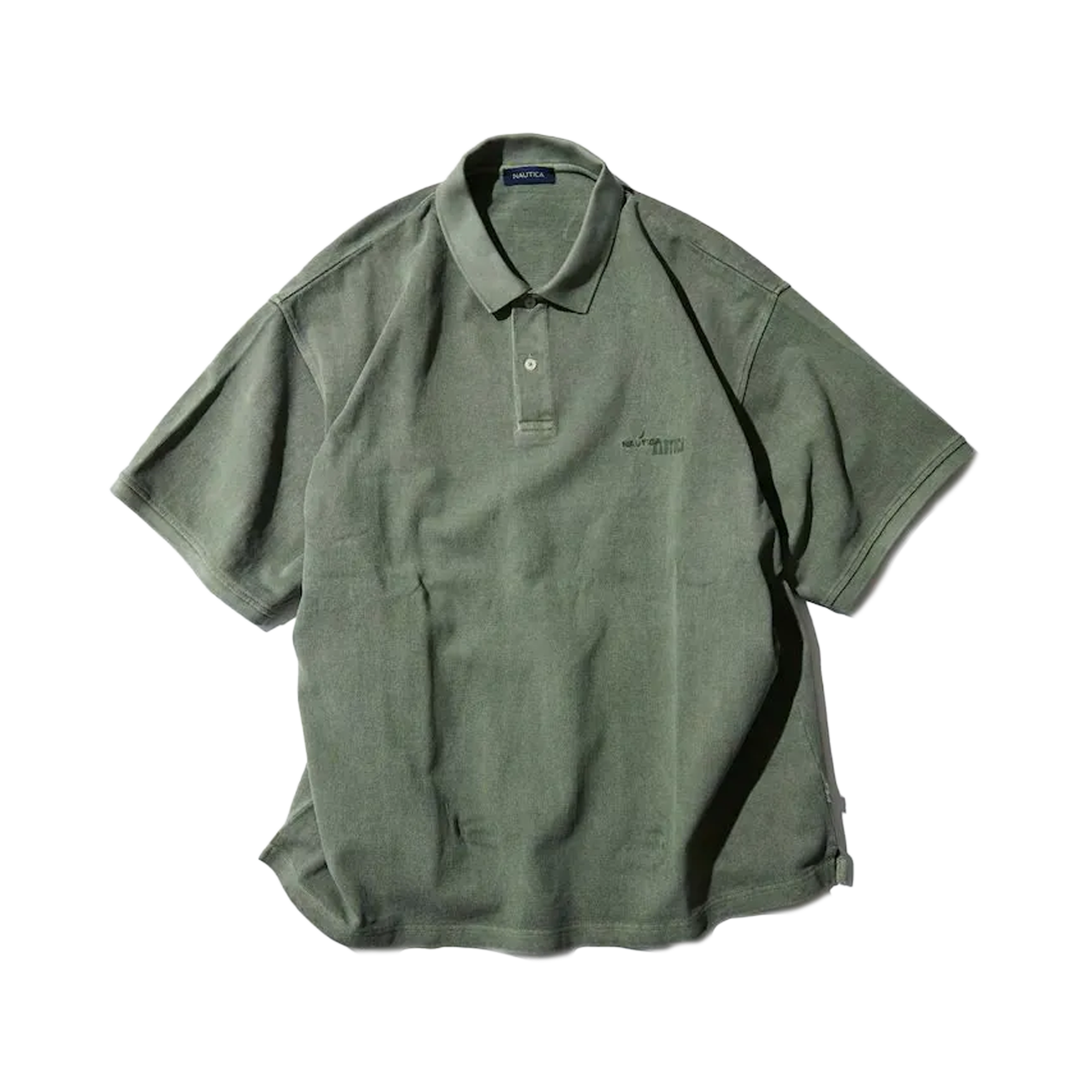 Nautica Japan Garments Pigment Dyed Polo Shirt Solid Olive Green