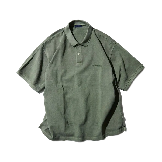 Nautica Japan Garments Pigment Dyed Polo Shirt Solid Olive Green