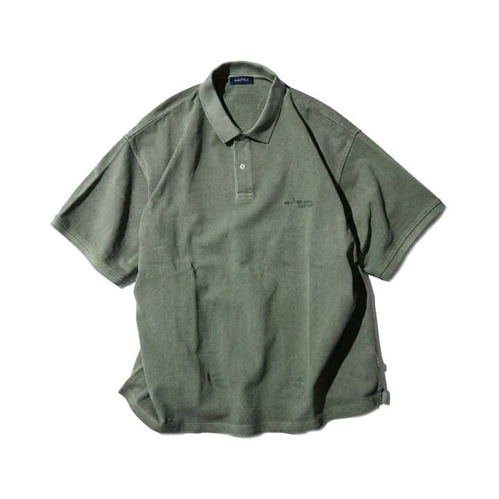 Nautica Japan Garments Pigment Dyed Polo Shirt Solid Olive Green