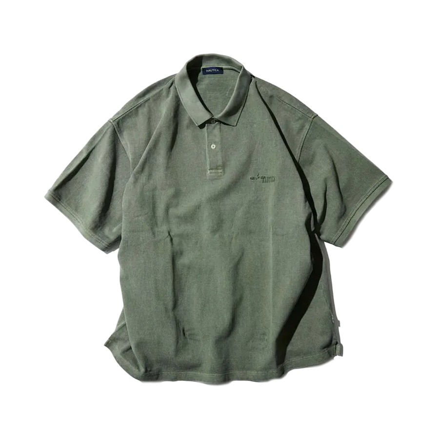 Nautica Japan Garments Pigment Dyed Polo Shirt Solid Olive Green