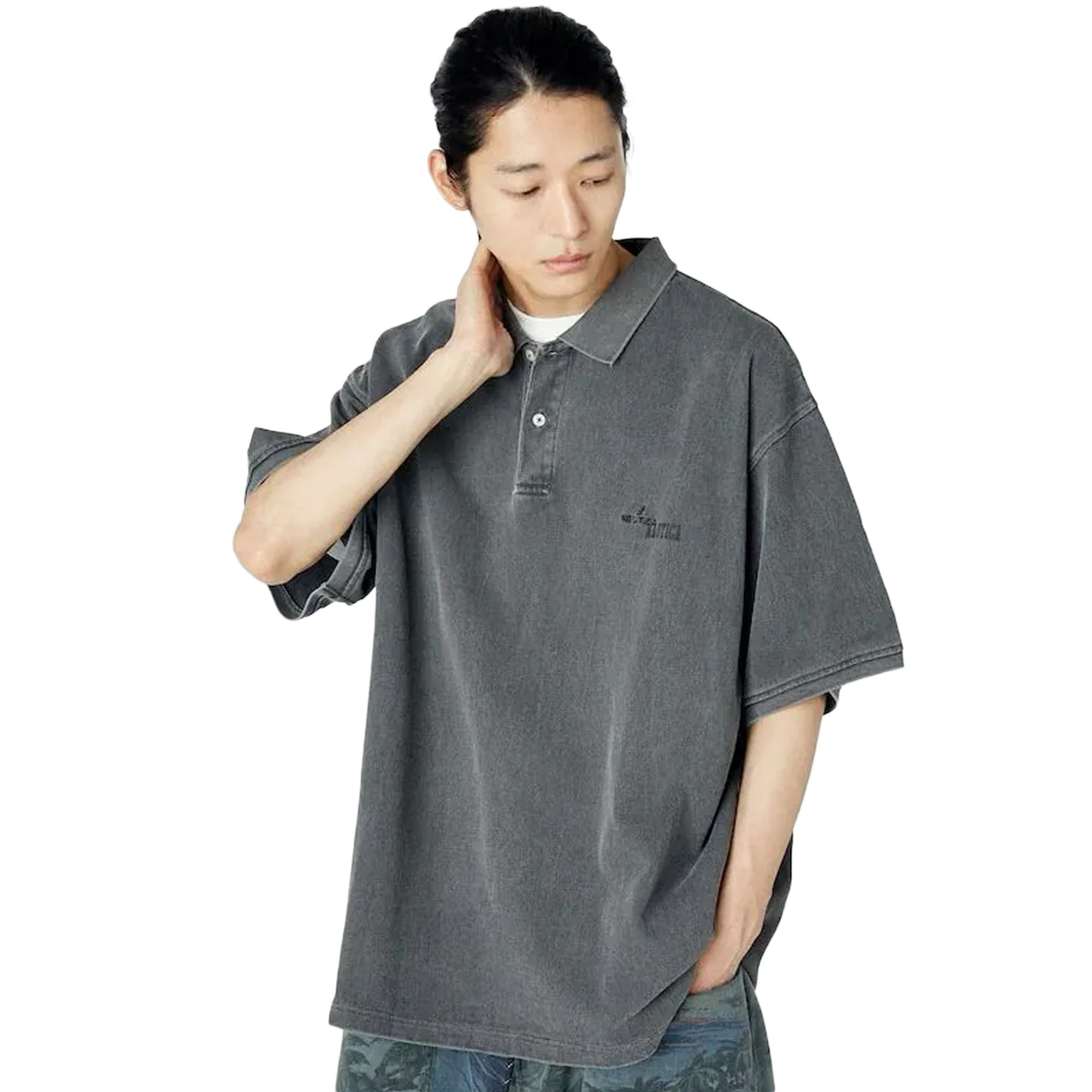 Nautica Japan Garments Pigment Dyed Polo Shirt Solid Charcoal