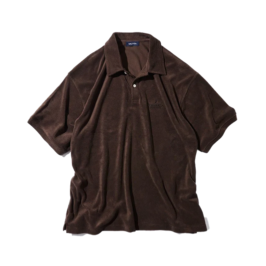 Nautica Japan French Terry Fabric Polo Shirt Brown