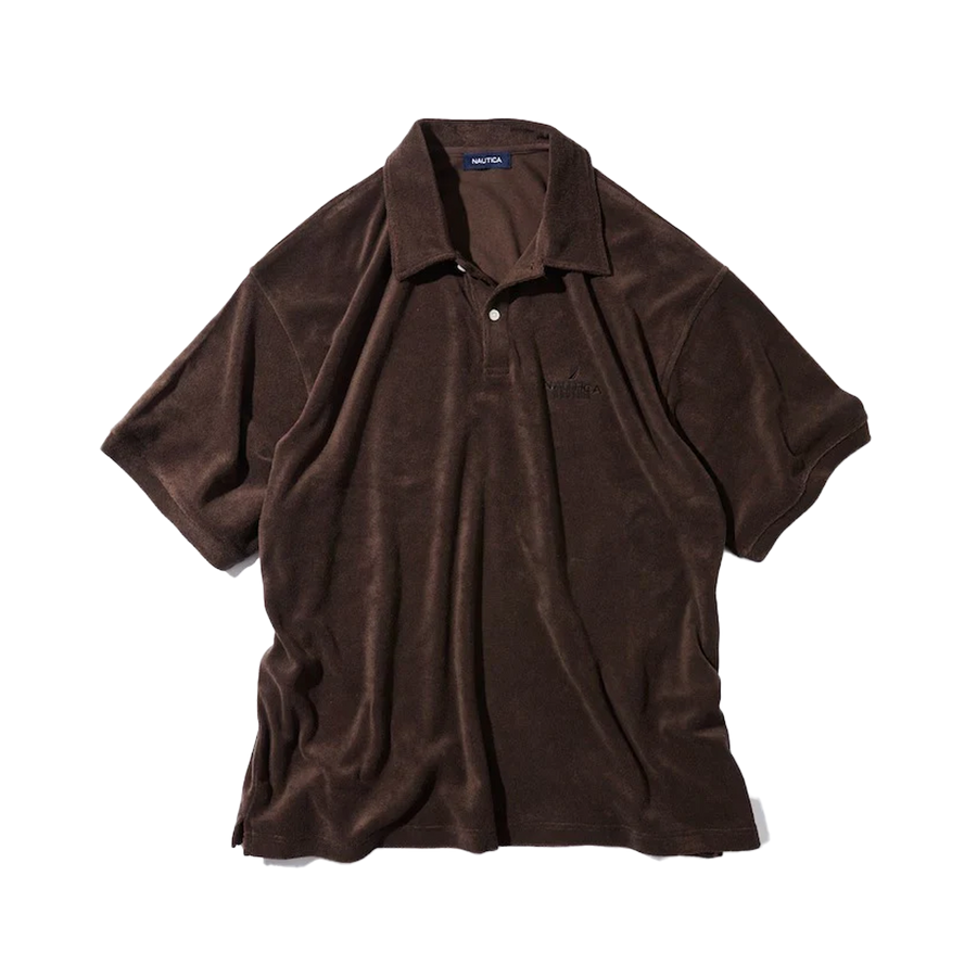 Nautica Japan French Terry Fabric Polo Shirt Brown