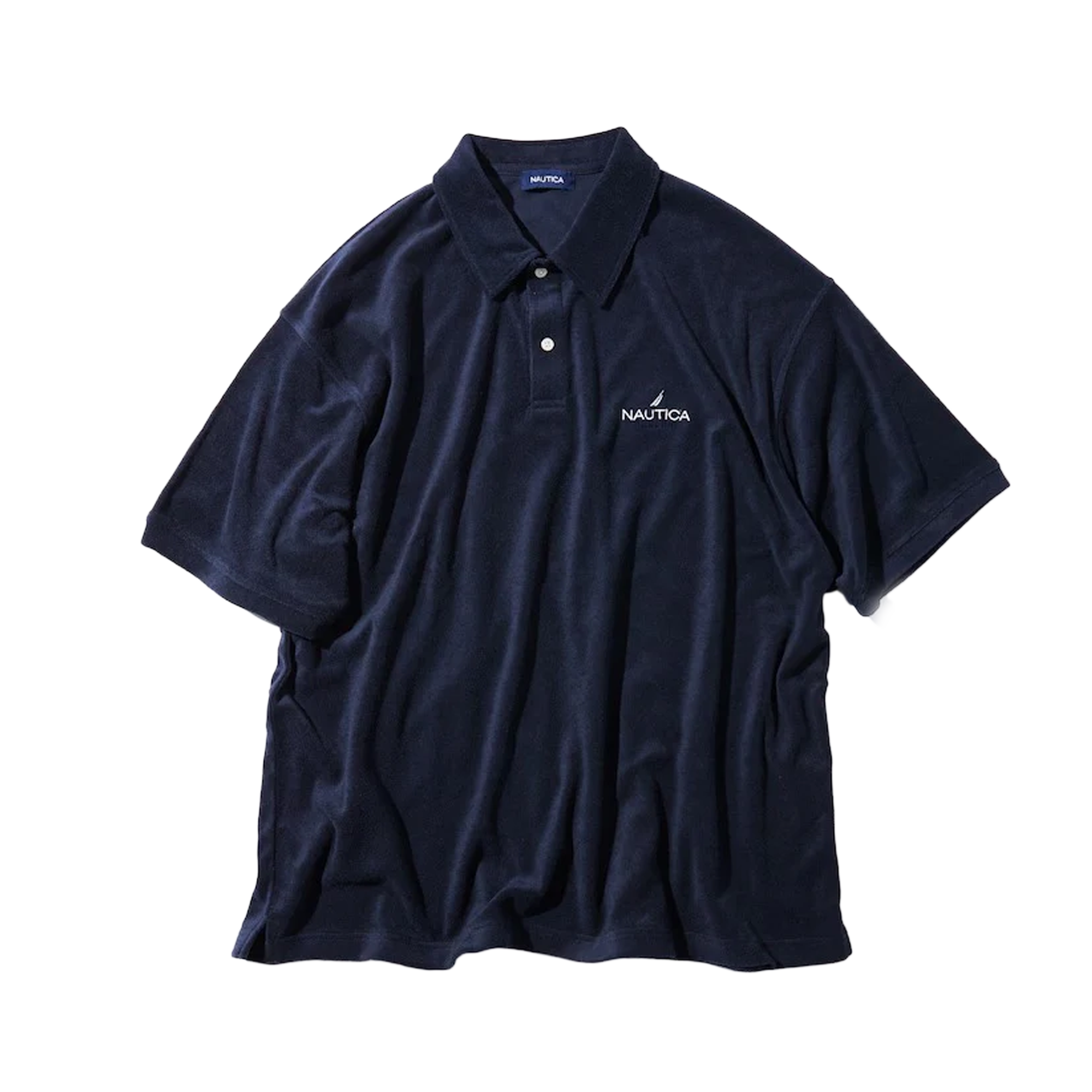 Nautica Japan French Terry Fabric Polo Shirt Navy