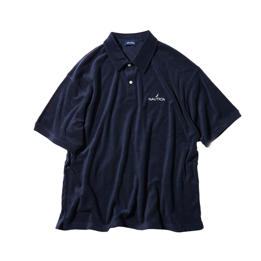 Nautica Japan French Terry Fabric Polo Shirt Navy
