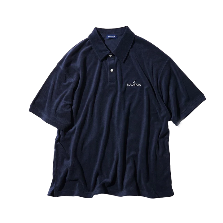 Nautica Japan French Terry Fabric Polo Shirt Navy