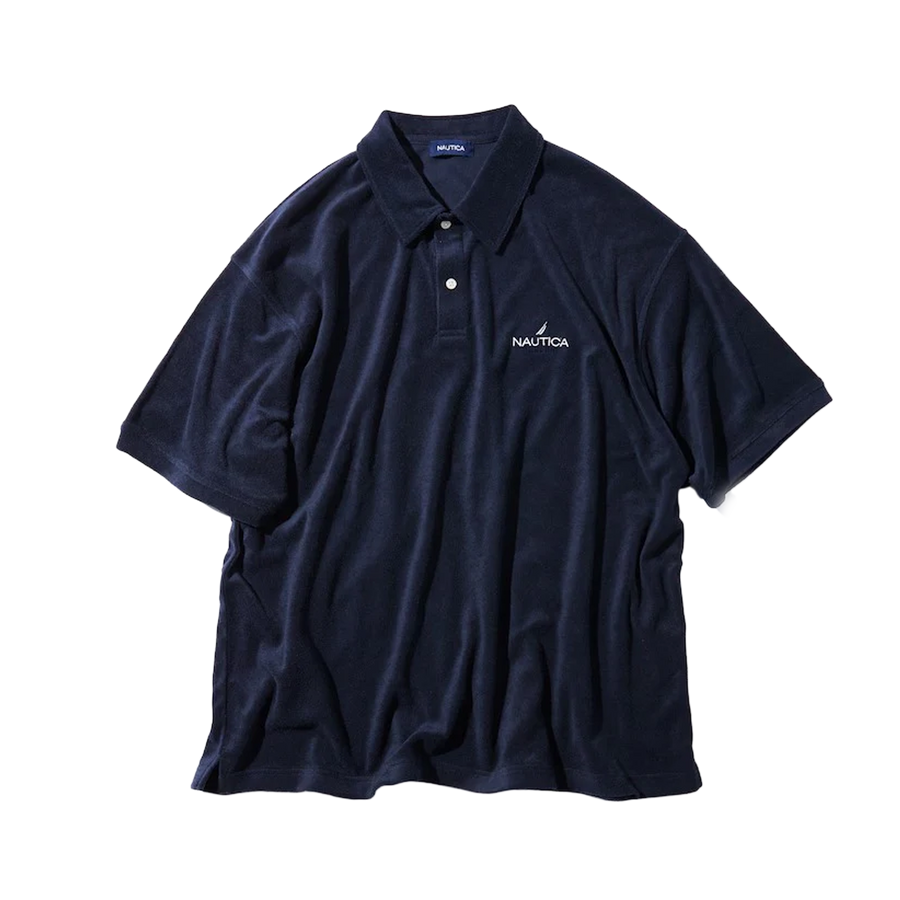 Nautica Japan French Terry Fabric Polo Shirt Navy