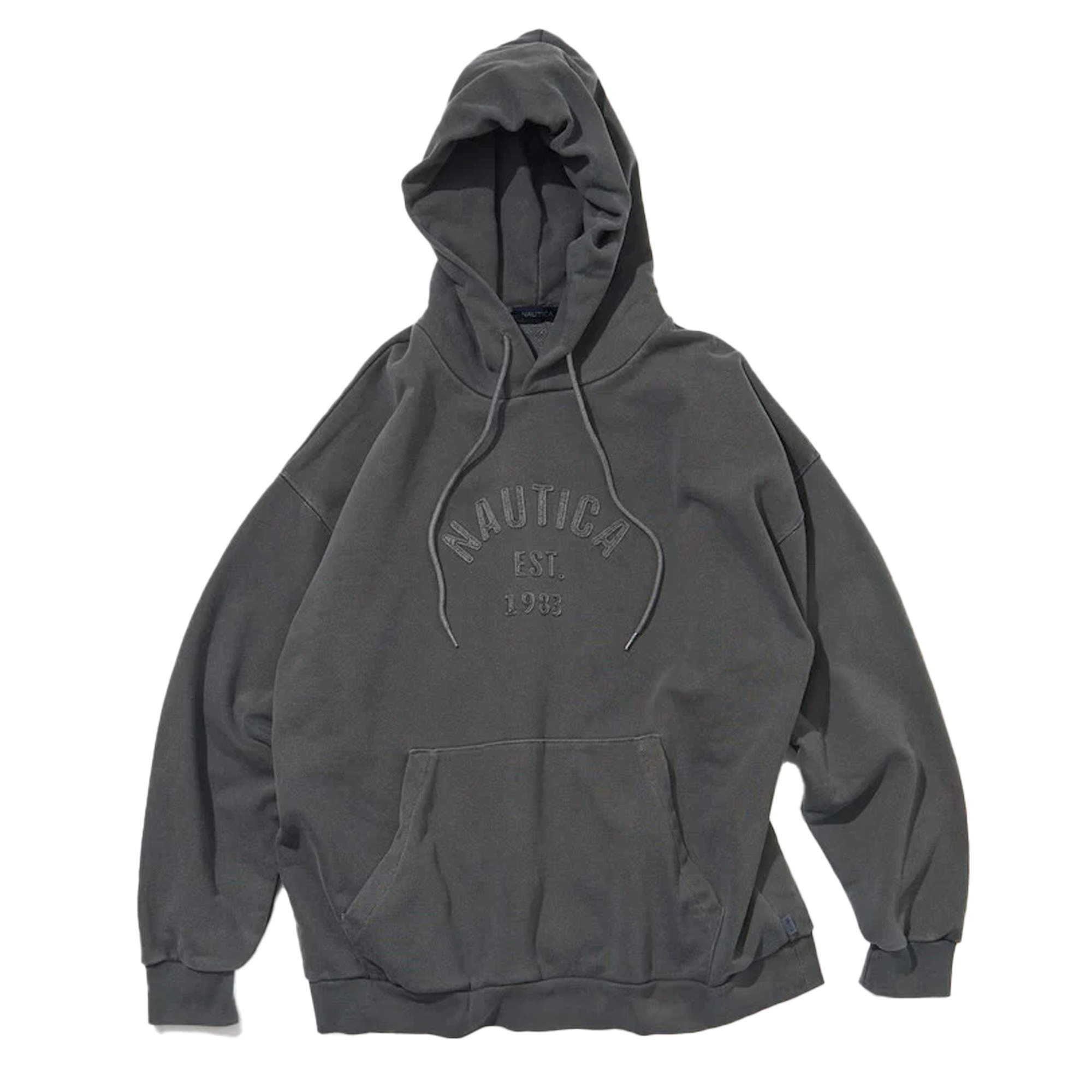 Nautica Japan Garment Pigment Dyed Arch Logo Sweat Hoodie Laced