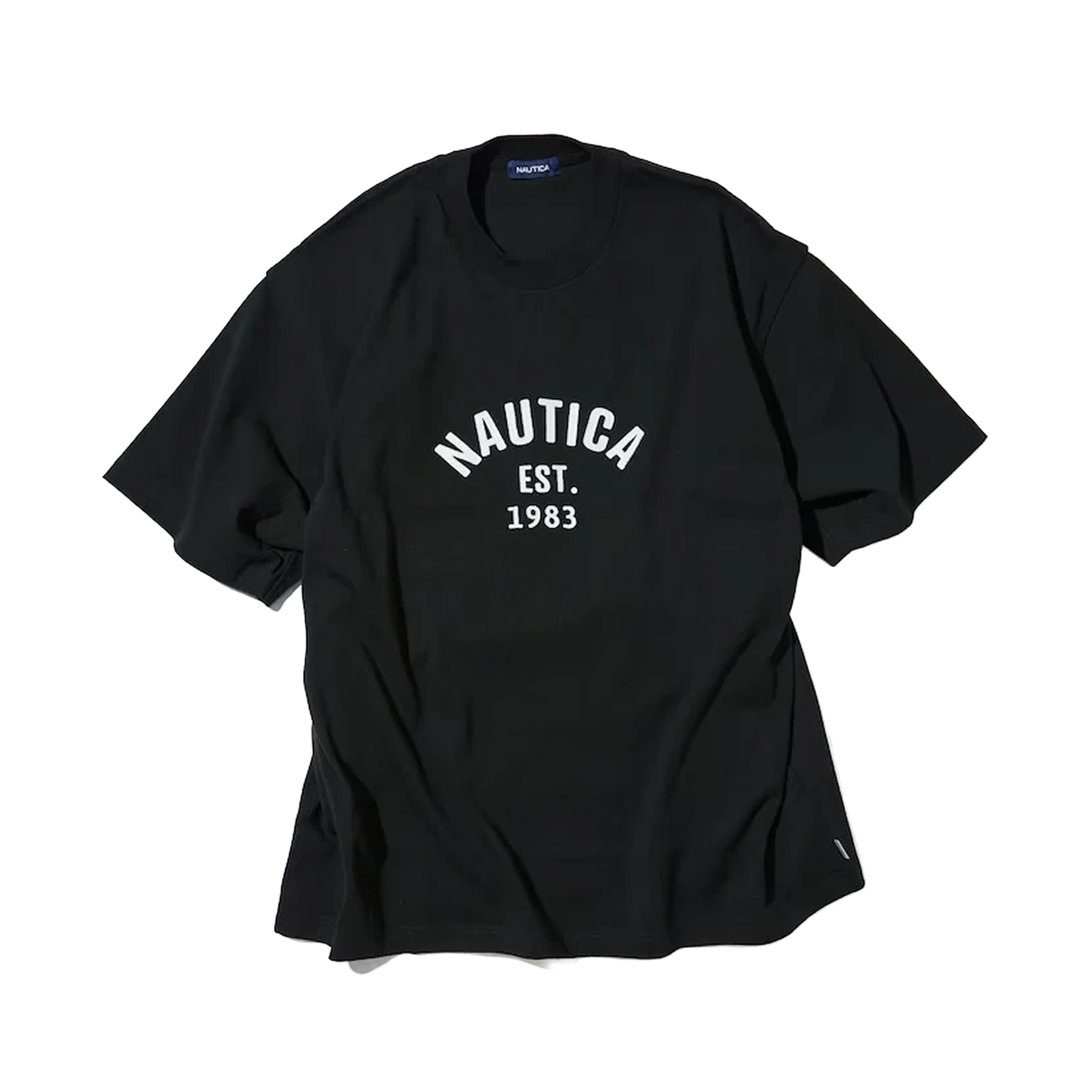 Nautica Japan Felt Logo Piece Dyed T-Shirt Black