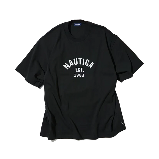 Nautica Japan Felt Logo Piece Dyed T-Shirt Black