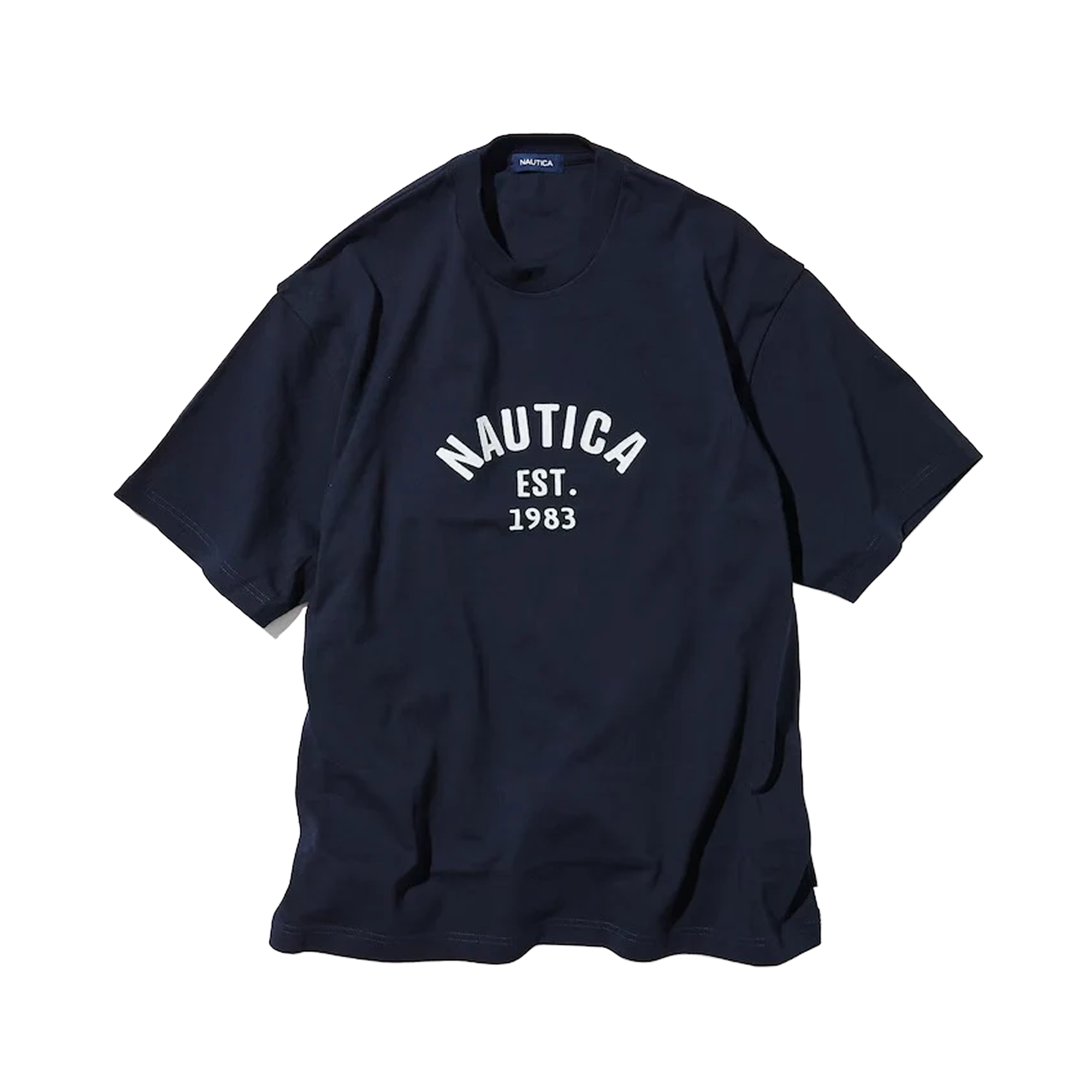 Nautica Japan Felt Logo Piece Dyed T-Shirt Navy