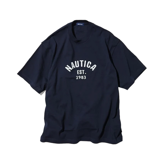 Nautica Japan Felt Logo Piece Dyed T-Shirt Navy