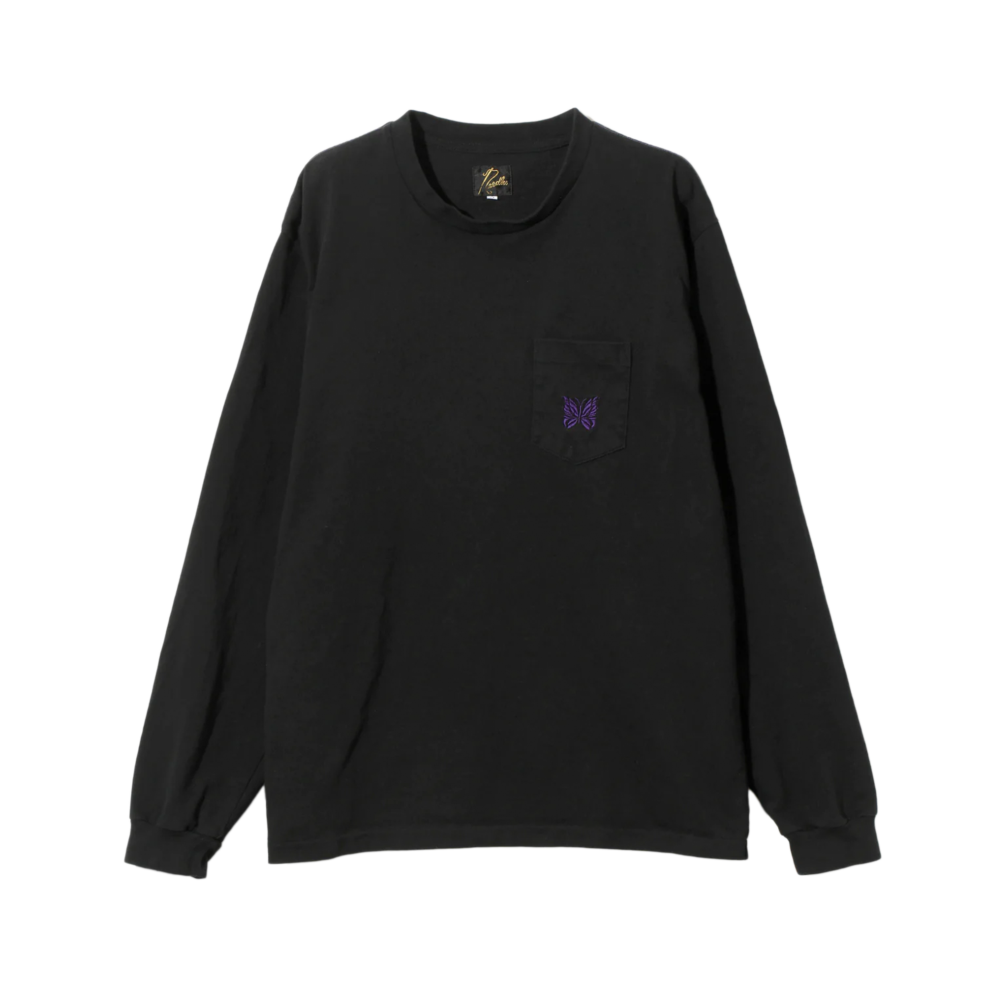 Needles Long Sleeve Pocket T-Shirt Cotton Jersey Black