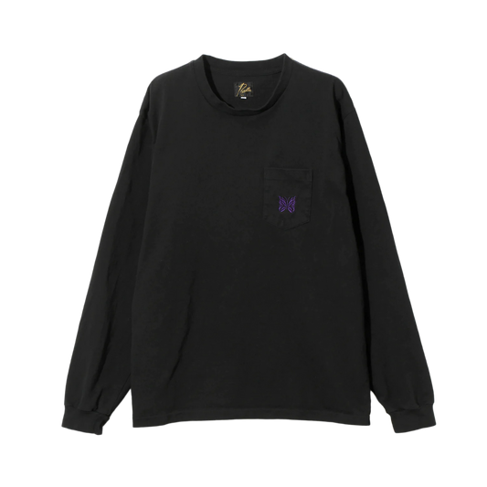 Needles Long Sleeve Pocket T-Shirt Cotton Jersey Black