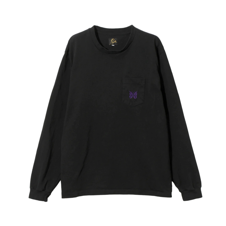 Needles Long Sleeve Pocket T-Shirt Cotton Jersey Black