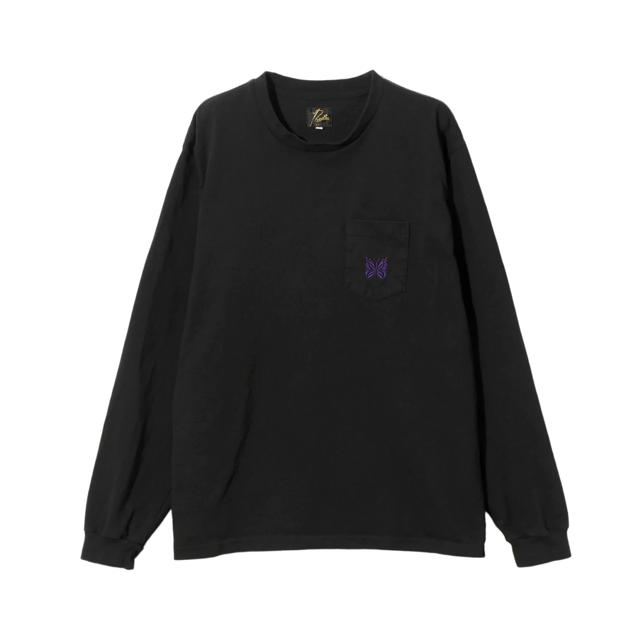 Needles Long Sleeve Pocket T-Shirt Cotton Jersey Black