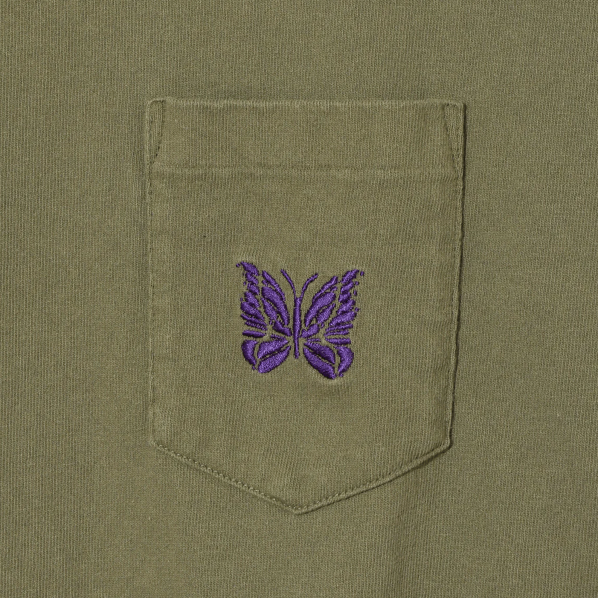 Needles Long Sleeve Pocket T-Shirt Cotton Jersey Olive