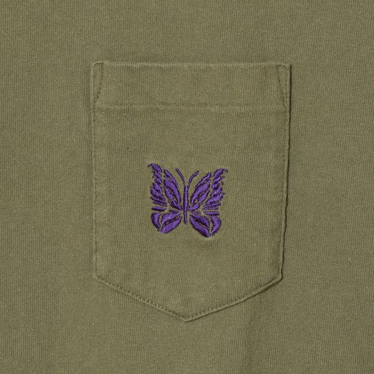 Needles Long Sleeve Pocket T-Shirt Cotton Jersey Olive