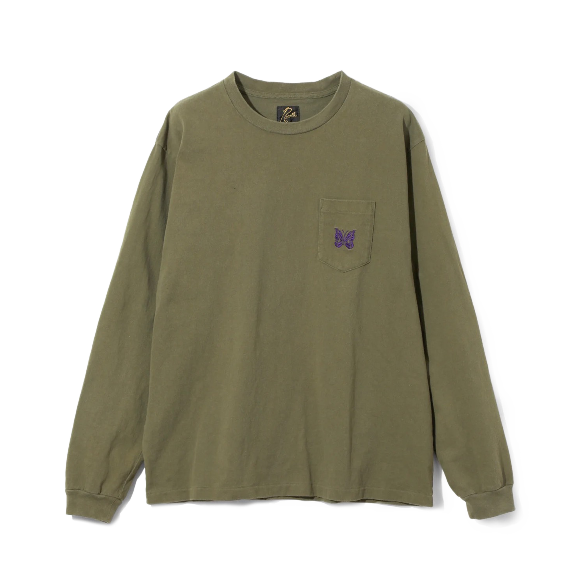 Needles Long Sleeve Pocket T-Shirt Cotton Jersey Olive