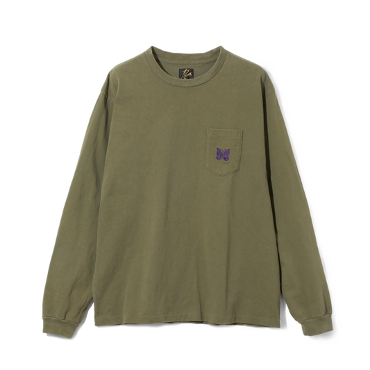 Needles Long Sleeve Pocket T-Shirt Cotton Jersey Olive