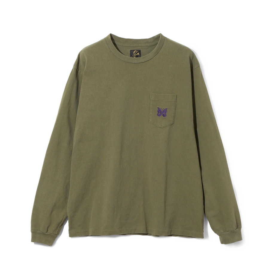 Needles Long Sleeve Pocket T-Shirt Cotton Jersey Olive