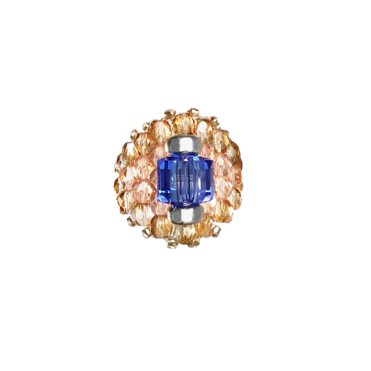 Needles Needles x Tie A Knot Square Crystal Beads Ring Blue/Clear Beige