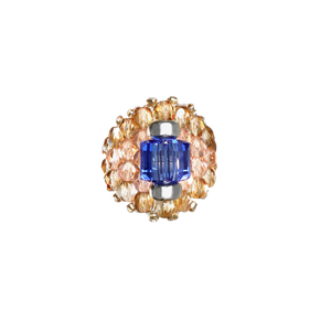 Needles Needles x Tie A Knot Square Crystal Beads Ring Blue/Clear Beige