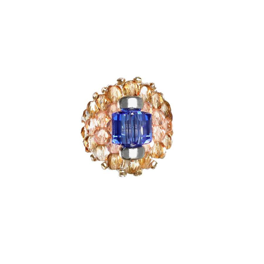 Needles Needles x Tie A Knot Square Crystal Beads Ring Blue/Clear Beige