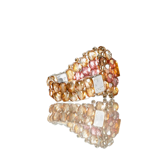 Needles Needles x Tie A Knot Square Crystal Beads Ring J-Brown/Clear Beige