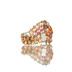 Needles Needles x Tie A Knot Square Crystal Beads Ring J-Brown/Clear Beige