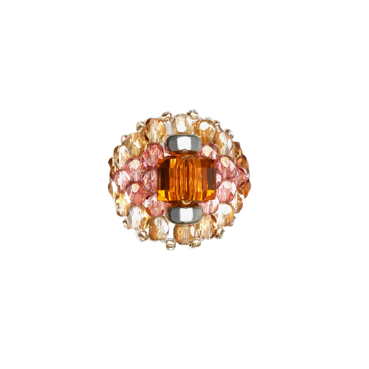 Needles Needles x Tie A Knot Square Crystal Beads Ring J-Brown/Clear Beige